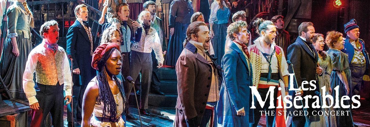 The main cast of Les Miserables The STaged Concert on stage
